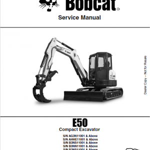 Bobcat E50 Compact Excavator Repair Service Manual