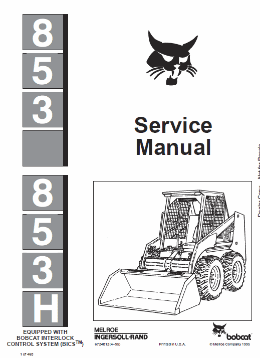 Bobcat 853 and 853H Skid-Steer Loader Service Manual