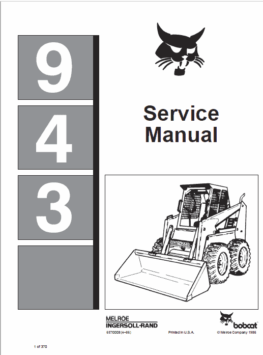 Bobcat 943 Skid-Steer Loader Service Manual