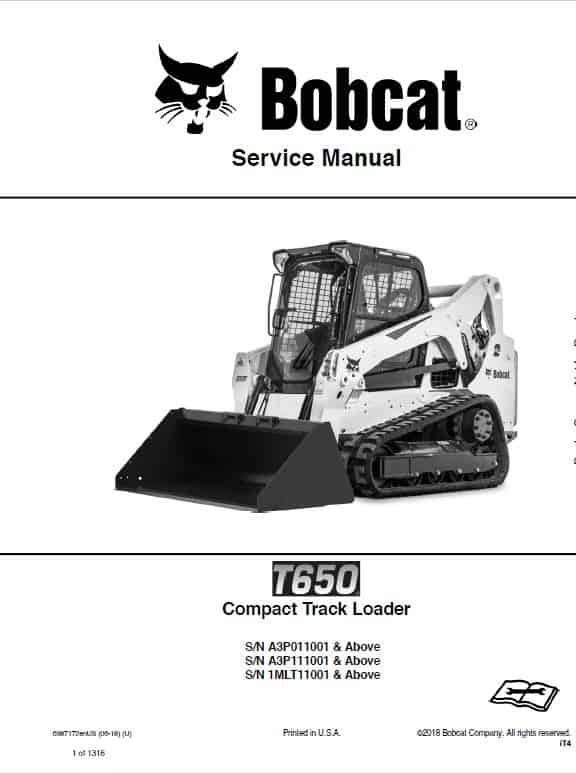 Bobcat T650 Loader Repair Service Manual