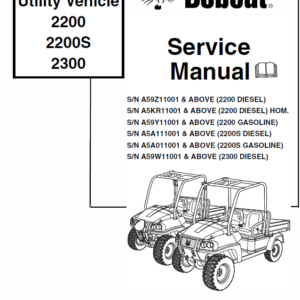 Bobcat 2200, 2200s and 2300 Utility Vehicle Service Manual