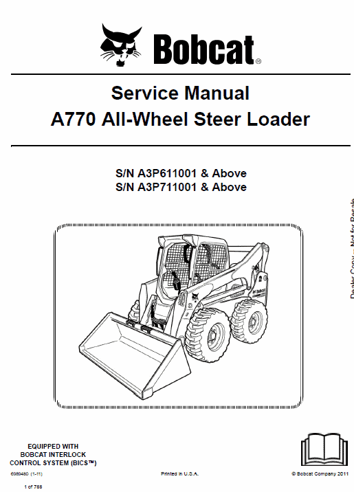 Bobcat A770 Skid-Steer Loader Service Manual