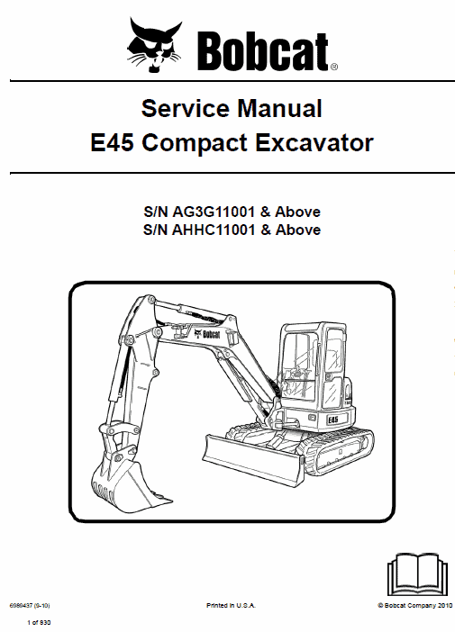 Bobcat E45 Compact Excavator Service Manual