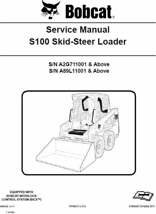 Bobcat S100 Skid-Steer Loader Service Manual