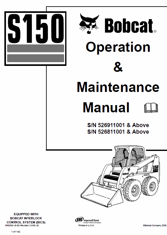 Bobcat S150 and S160 Skid-Steer Loader Service Manual