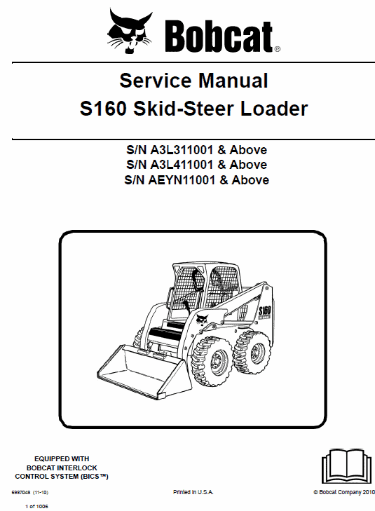 Bobcat S160 Skid-Steer Loader Service Manual