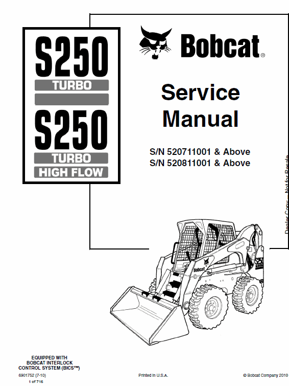 Bobcat S250 and S300 Turbo Skid-Steer Loader Service Manual