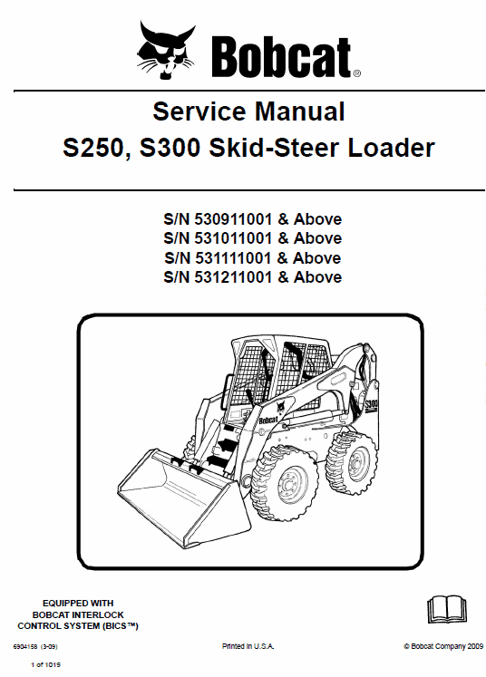 Bobcat S250 and S300 Skid-Steer Loader Service Manual