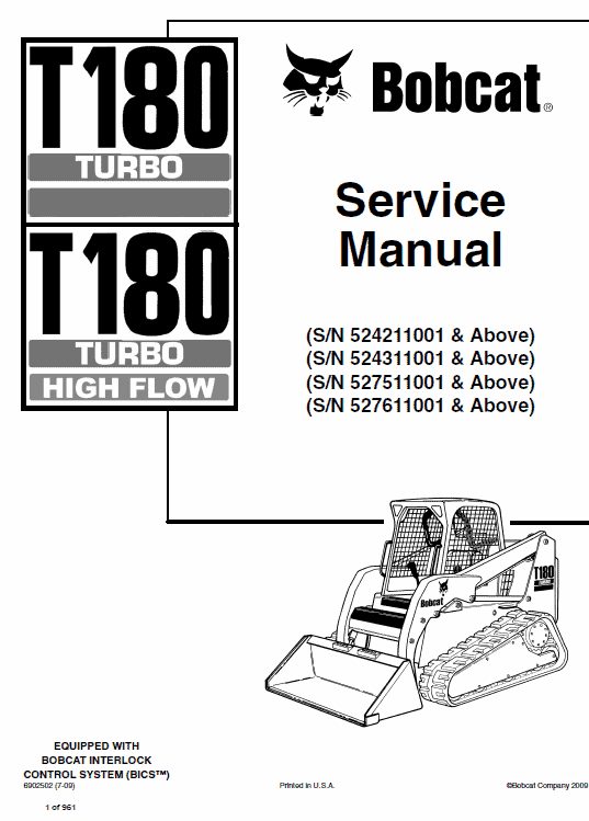 Bobcat T180 Turbo, T180 Turbo High Flow Loaders Service Manual