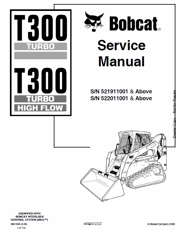 Bobcat T300 Turbo, T300 Turbo High Flow Service Manual