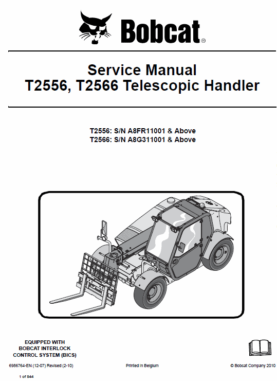 Bobcat T2556 and T2566 Telescopic Handler Service Manual