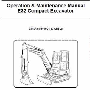 Bobcat E32 Compact Excavator Service Manual