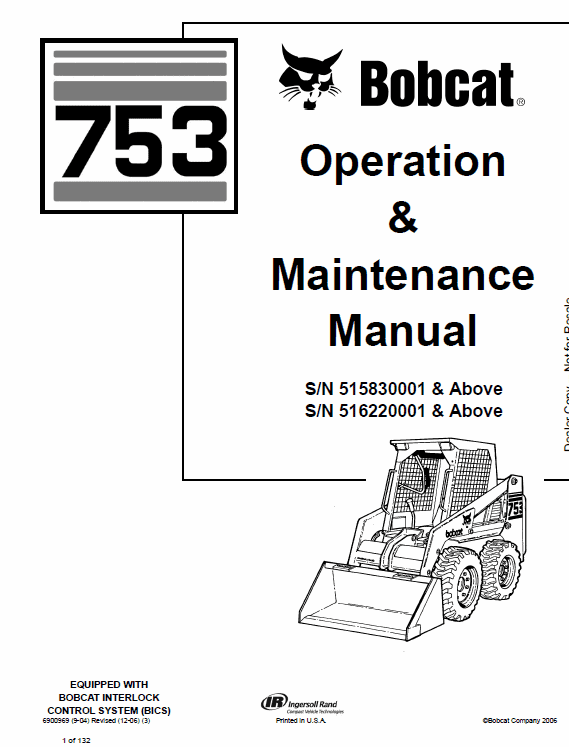 Bobcat 753 G-Series Skid-Steer Loader Service Manual