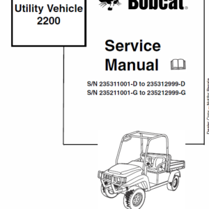 Bobcat 2200 Utility Vehicle Service Manual