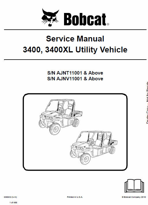 Bobcat 3400, 3400XL Utility Vehicle Service Manual