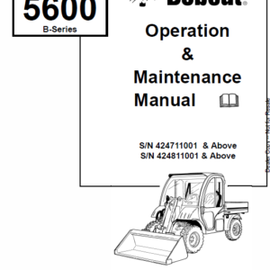 Bobcat 5600 Toolcat Utility Vehicle Service Manual