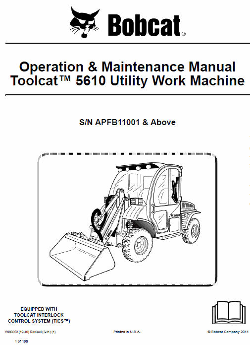 Bobcat 5610 Toolcat Utility Vehicle Service Manual