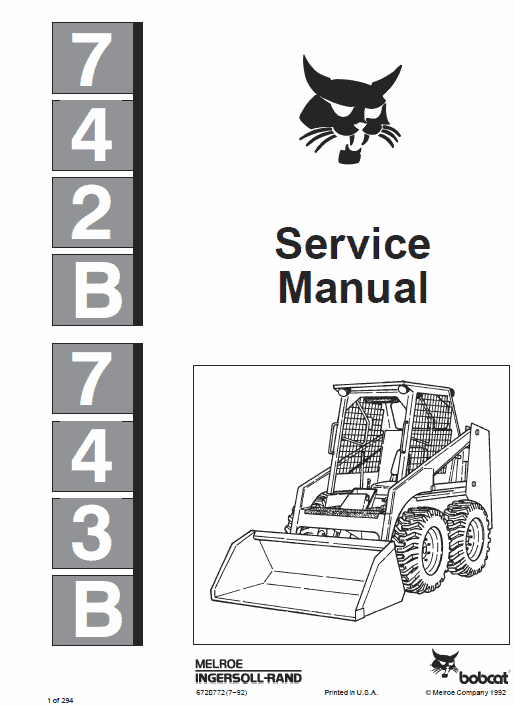 Bobcat 742B and 743B Skid-Steer Loader Service Manual