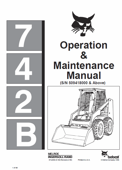 Bobcat 742B and 743B Skid-Steer Loader Service Manual