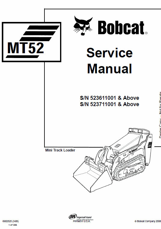 Bobcat MT52 and MT55 Mini Loader Service Manual