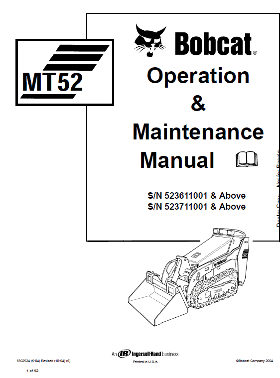 Bobcat MT52 and MT55 Mini Loader Service Manual