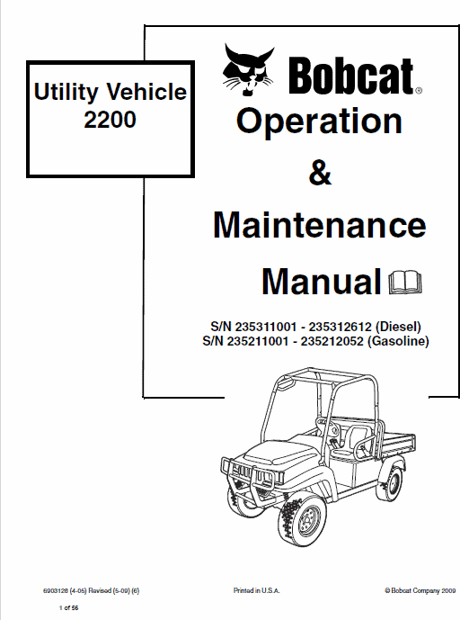 Bobcat 2200 Utility Vehicle Service Manual