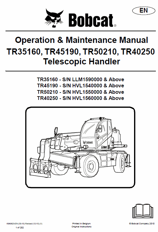 Bobcat TR35160, TR45190, TR50210, TR40250 Telescopic Service Manual