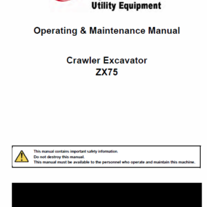 Bobcat ZX75 and ZX125 Excavator Service Manual