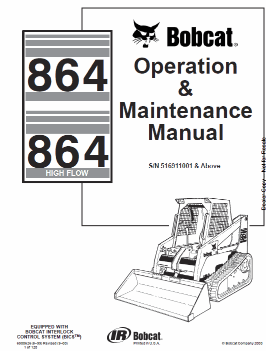 Bobcat 864 and 864H Skid-Steer Loader Service Manual