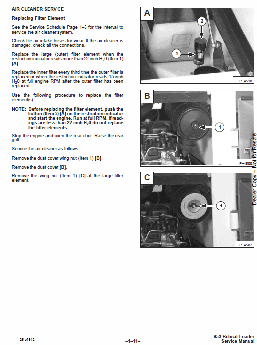 Bobcat 953 Skid-Steer Loader Service Manual