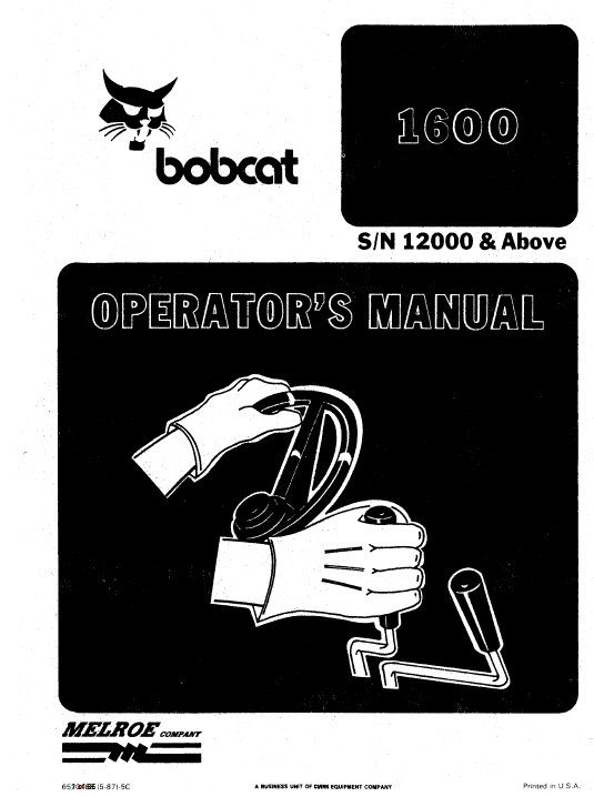 Bobcat 1600 Loader Service Manual