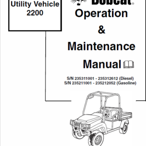 Bobcat 2200 Utility Vehicle Service Manual