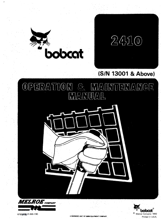 Bobcat 2410 Loader Service Manual