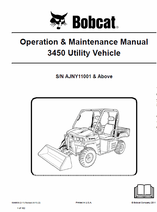 Bobcat 3450 Utility Vehicle Service Manual