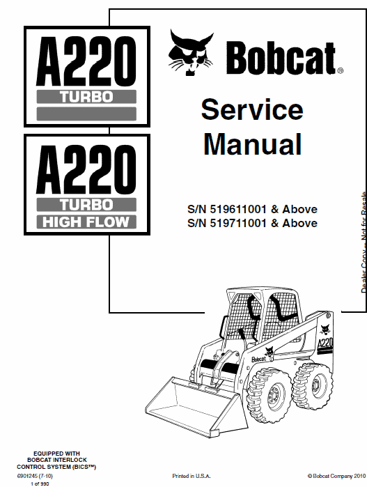 Bobcat A220 Skid-Steer Loader Service Manual