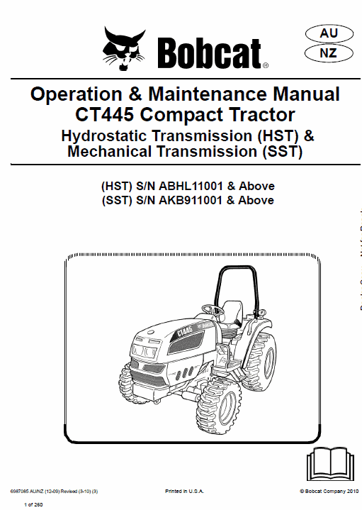 Bobcat CT440, CT445 and CT450 Compact Tractor Service Manual