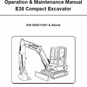 Bobcat E35 Compact Excavator Service Manual