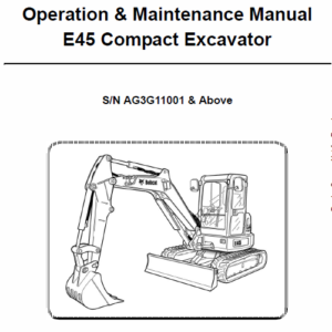 Bobcat E45 Compact Excavator Service Manual