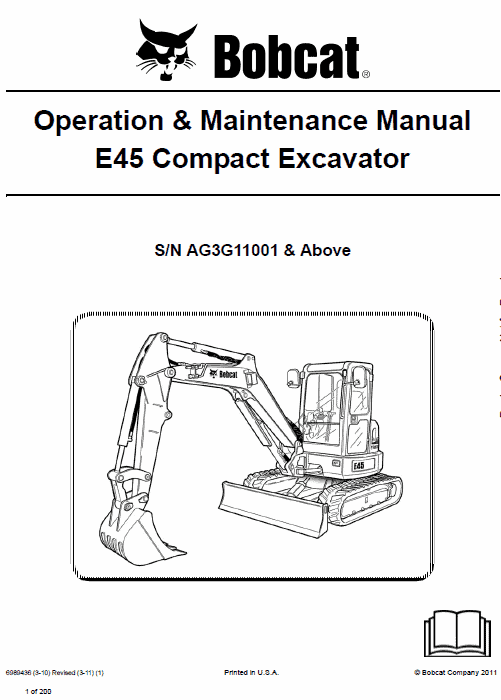 Bobcat E45 Compact Excavator Service Manual