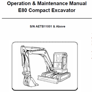 Bobcat E80 Compact Excavator Repair Service Manual