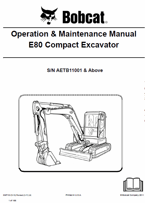 Bobcat E80 Compact Excavator Repair Service Manual