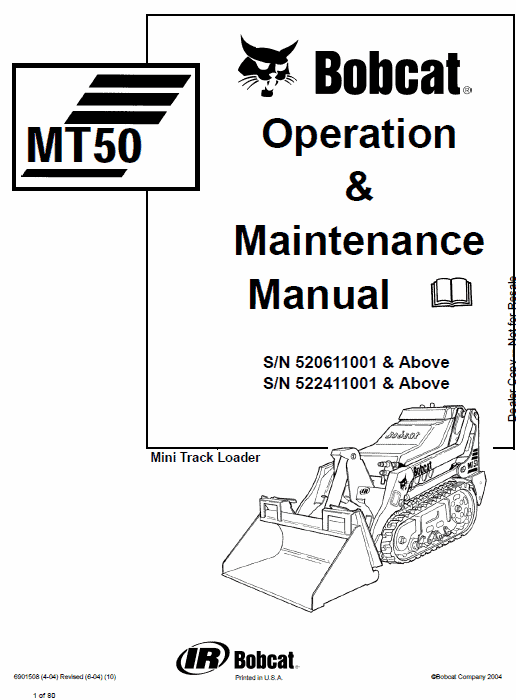 Bobcat MT50 Mini Loader Service Manual