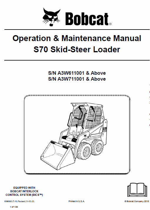 Bobcat S70 Skid-Steer Loader Service Manual