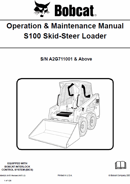 Bobcat S100 Skid-Steer Loader Service Manual