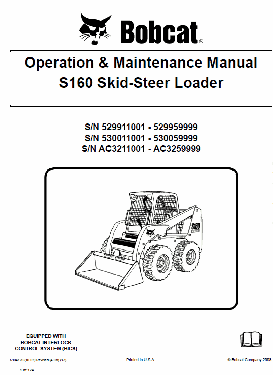 Bobcat S160 Skid-Steer Loader Service Manual