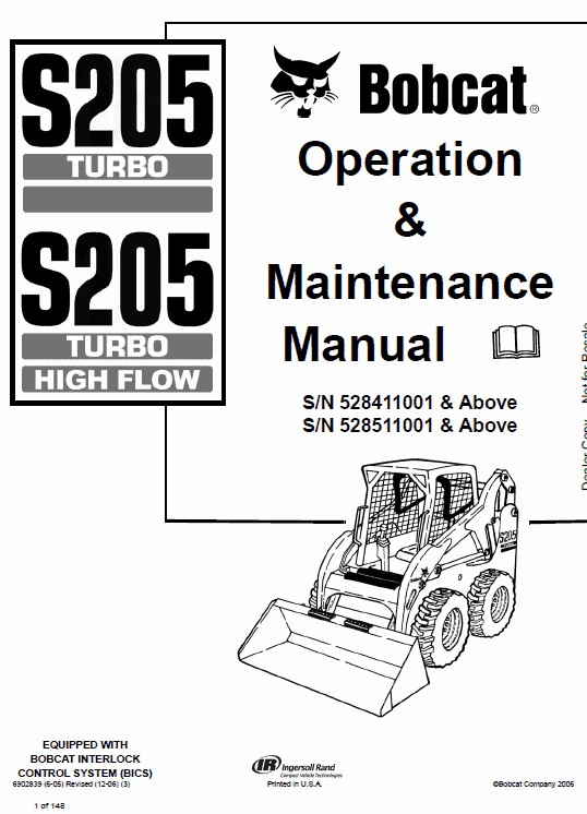 Bobcat S205 Skid-Steer Loader Service Manual