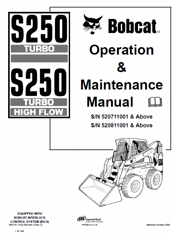 Bobcat S250 and S300 Turbo Skid-Steer Loader Service Manual