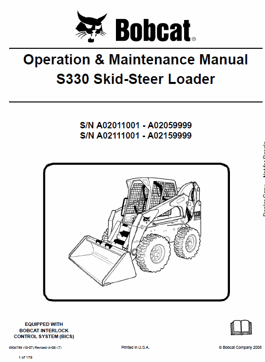 Bobcat S330 Skid-Steer Loader Service Manual