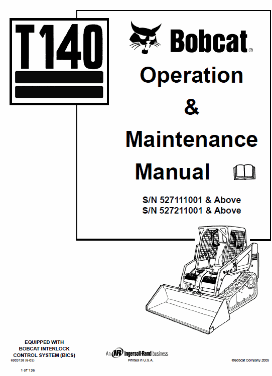 Bobcat T140 Compact Loader Service Manual