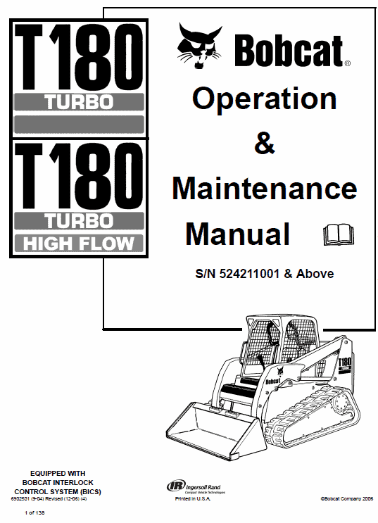 Bobcat T180 Turbo, T180 Turbo High Flow Loaders Service Manual